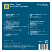 Folías y Glosas: Legacies of the Spanish Golden Age. Concerto Scirocco, Giulia Genini. Antonio de Cabezón, Diego Ortiz.