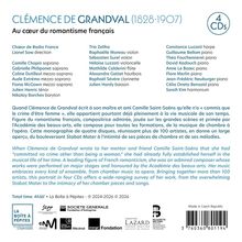 Text: "CLÉMENCE DE GRANDVAL (1828-1907) - Au cœur du romantisme français".  
Details: Künstlerliste und Beschreibung ihrer Bedeutung im romantischen Musikgenre.