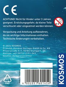 Warnhinweis: Nicht für Kinder unter 3 Jahren geeignet. Verpackung aufbewahren. KOSMOS-Logo seitlich in Weiß.