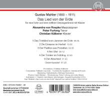 Gustav Mahler (1860-1911): Das Lied von der Erde (Klavierfassung), CD
