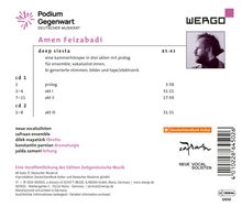 "Podium Gegenwart Deutscher Musikrat", "Amen Feizabadi", "deep siesta", "neue vocalsolisten", Gesicht im Profil in Schwarz-Weiß.