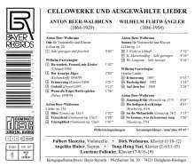 Anton Beer-Walbrunn (1864-1929): Werke mit Cello &amp; Lieder, CD