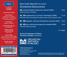 Gian Carlo Menotti: Orchestral Discoveries, mit Werken von 1965–1987. Aufnahme-Ort: Mailand, August 2025.