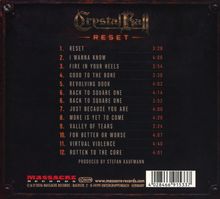 "Crystal Ball - Reset" mit Trackliste von 1 bis 12, inklusive "Reset", "I Wanna Know", und "Rotten to the Core".