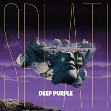 Text: "DEEP PURPLE SPLAT!". Illustrierte schwebende Insel vor violettem Himmel mit surrealen Details.