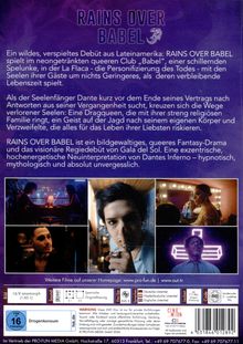 "RAINS OVER BABEL" ist ein queeres Fantasy-Drama, das im Club "Babel" spielt. Bilder zeigen Charaktere in intensiven Szenen.