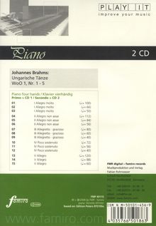 Johannes Brahms (1833-1897): Study-CD Piano - Ungarische Tänze,WoO 1,Nr 1-5, CD