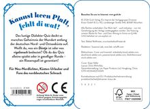 Kannst keen Platt, fehlt di wat! Dialekte-Quiz über norddeutsche Mundart. Groh Verlag, Infos: www.groh.de. Ab 9,00 €. CE-Symbol.