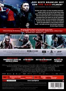 "Der beste Brawler seit den The Raid-Filmen", Action-Szenen mit kämpfenden Männern, Details zur 4K-UHD-Qualität und Ausstattung.