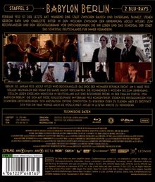 "Babylon Berlin" Staffel 5 auf 2 Blu-rays. Februar 1933: Entscheidungen in turbulenten Zeiten. Laufzeit ca. 378 Min. FSK 12.