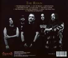 "The Reign" mit zehn Songtiteln. Fünf Männer posieren ernst, einer trägt ein Karohemd. Unten ist ein Plattenlabel-Logo.