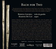 Johann Sebastian Bach (1685-1750): Transkriptionen &amp; Originale für Viola da Gamba &amp; Orgel "Bach For Two", CD
