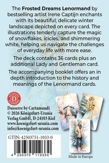 "Frosted Dreams Lenormand" Karten-Set mit winterlichen Illustrationen. Inklusive 36 Karten, zusätzlicher Damen- und Herrenkarte.