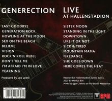 "GENERECTION LIVE AT HALLENSTADION" zeigt Songtitel und Eventdetails, mit E-Gitarren-Hintergrund und dem RPM-Logo unten rechts.