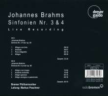 Johannes Brahms (1833-1897): Symphonien Nr.3 &amp; 4, 2 CDs