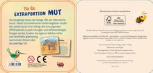 Für die EXTRAPORTION MUT. 25 Karten für Kinder ab 5 Jahren. Stärken, Wissen über Tiere. CE-Zeichen. Illustration mit Tieren.