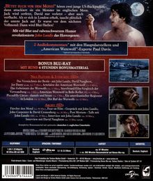 Texte:

„Hütet euch vor dem Mond!“, 2 Audiokommentare, BONUS BLU-RAY, NEUE FEATURES & INTERVIEWS (HD), Archiv (SD)

Beschreibung:

Mann mit blutverschmiertem Gesicht, Werwolfhand, Szenen aus einem Wald bei Nacht. Logos von Universal und Turbine.