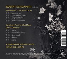 Robert Schumann: Symphonien Nr. 2 & 3, Kammerorchester Basel, Heinz Holliger. Hintergrund: Schwarz-weiß Blumen.