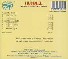 Johann Nepomuk Hummel (1778-1837): Werke f.Violine &amp; Klavier, CD