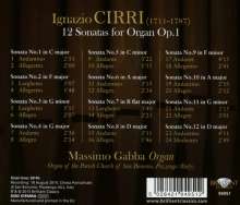 Ignatio Cirri (1711-1787): Orgelsonaten op.1 Nr.1-12, CD
