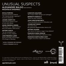 "UNUSUAL SUSPECTS ALEXANDRE BALDO bass-baritone MOZAÏQUE ENSEMBLE." Liste von Komponisten und Werken darunter.