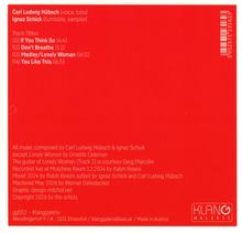 Roter Hintergrund, weiße Schrift. Carl Ludwig Hübsch (Voice, Tuba), Ignaz Schick (Turntable, Sampler), Tracktitel.