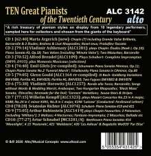 10 Great Pianists of the 20th Century, 10 CDs