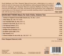 David Matthews (geb. 1943): Werke für Violine solo Vol.2, CD