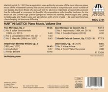 TOCCATA CLASSICS Logo oben rechts. Titel: MARTIN EASTICK Piano Music, Volume One. Komponist: Ian Hobson, piano.