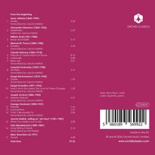 Trackliste mit Komponisten und Titeln auf pinkem Hintergrund, von "Sevilla" bis "Facets". Oben rechts Logo "ORCHID CLASSICS".