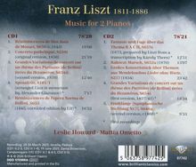 "Franz Liszt 1811-1886, Music for 2 Pianos. CD1 und CD2 mit verschiedenen Musikstücken. Interpreten: Leslie Howard, Mattia Ometto."