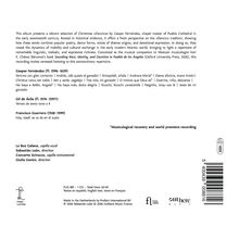 Das Album präsentiert Weihnachtslieder von Gaspar Fernández. Mitwirkende: La Boz Galana, Sebastián León, Concerto Scirocco.