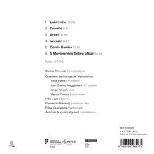 Nummern mit Titeln und Zeiten: "Labirintho", "Granito", "Brexit", "Verazin", "Corda Bamba", "5 Movimentos Sobre o Mar". Total: 67:00. Darunter die Künstler und Instrumente. Unten Logos.