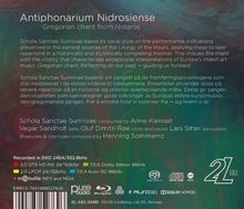 "Antiphonarium Nidrosiense: Gregorian chant from Nidaros. Schola Sanctae Sunnivae, Anne Kleivset, Henning Sommerro."  
Hintergrund: Bunte Malerei.