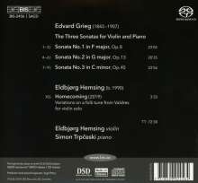 Edvard Grieg (1843-1907): Sonaten für Violine &amp; Klavier Nr.1-3, Super Audio CD