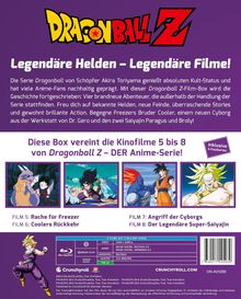 "Dragon Ball Z" Logo. Legenden, Filme; Details zu Filmen 5-8, darunter "Rache für Freezer", "Coolers Rückkehr", "Angriff der Cyborgs", "Der Legendäre Super-Saiyajin". Enthält 4 Postkarten.