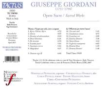 Giuseppe Giordani (1751-1798): Messa e Vespro für Soli, Chor &amp; Orgel, CD