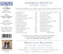 Andrea Antico (1480-1538): Frottole Intabulate Libro Primo (1517), CD