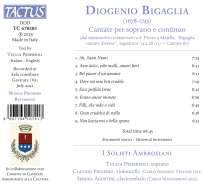 Diogenio Bigaglia (1676-1745): Kantaten für Sopran &amp; Bc, CD