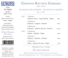 Giovanni Battista Gervasio (1725-1827): Duette für 2 Mandolinen op.5 Nr.1-6 (1786), 2 CDs