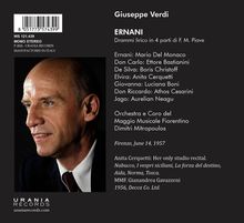 "Giuseppe Verdi - ERNANI. Ensemble und Datum, Firenze, June 14, 1957. Foto: Glatzköpfiger Mann im Anzug von der Seite."