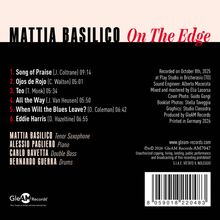 Album "On The Edge" von Mattia Basilico. Enthält sechs Jazz-Titel und Musikercredits. Aufnahmeinfos und Studios gelistet.