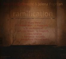 Oben stehen die Namen Flora Geißelbrecht & Jelena Popržan. In der Mitte steht "ramification". Darunter eine Liste mit 10 Titeln.