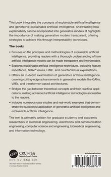 Ein Buch über erklärbare und generative KI, Schwerpunkt auf Transparenz und Modelle. Für Studenten und Forscher verfasst. Unten links ein Logo von CRC Press.