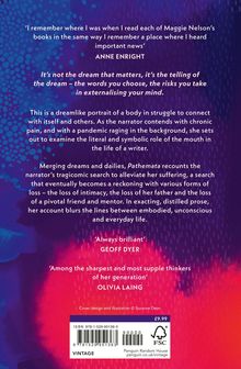 Texte von Anne Enright, Geoff Dyer und Olivia Laing loben ein Buch. Hintergrund in Lila- und Rottönen mit Mustern.