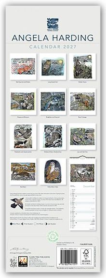 ANGELA HARDING CALENDAR 2027. Zwölf Kunstwerke in Reihen. Illustrationen von Vögeln und Natur.