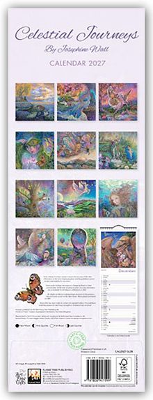 "Celestial Journeys By Josephine Wall CALENDAR 2027." Oben Texte, darunter Bilder, farbenfroh und verträumt.