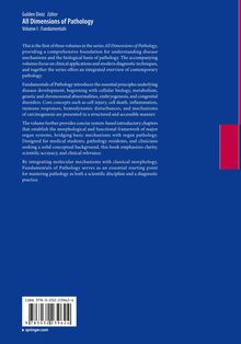 "All Dimensions of Pathology, Volume 1: Fundamentals" – Ein Buch mit blauem Hintergrund und informativen Texten.