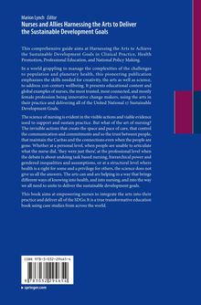 Titel: "Nurses and Allies Harnessing the Arts to Deliver the Sustainable Development Goals" von Marion Lynch. Blauer Hintergrund.