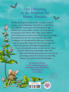 Eine Erinnerung an die Schönheit der kleinen Momente. Illustration: Eine Maus sitzt auf einer Pflanze, umgeben von Blumen.